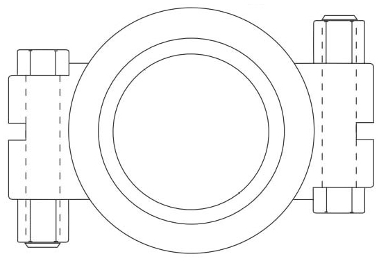 Picture of Alfa Laval 13MHP-1 1/2-S 1-1/2", 304 Stainless Steel, 2-Bolt, Double Hinged, High Pressure, Pipe Clamp