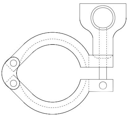 Picture of Alfa Laval 13MHHM - 1/2-3/4 - CLAMP RING 1/2 to 3/4", 304 Stainless Steel, Double Hinged, Clamp Ring