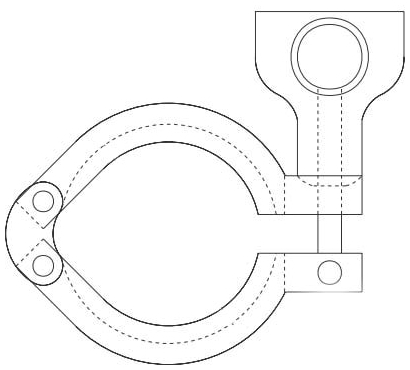 Picture of Alfa Laval 13MHHM-5-S 5", 304 Stainless Steel, 1-Bolt, Double Hinged, Pipe Clamp