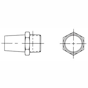 Picture of Numatics P0MN #10-32 MPT, 0.75" L, 0.38" Width Across Flat, 0.23 Cv, Porous Bronze, Air Silencer