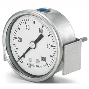 Picture of Ashcroft 63-1008SL-02L 1500# 1/4" MPT, Lower, 0/1500 PSI, 2-1/2" White Aluminum Dial, 304 Stainless Steel, 316L Stainless Steel Tube Sensor Element, Polycarbonate Window, Glycerin Filler, Pressure Gauge