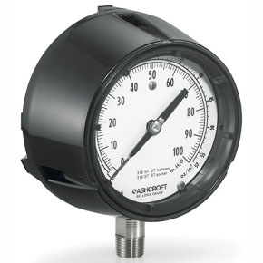 Picture of Ashcroft 45-1188SS02L-30IWV 1/4" MPT, Lower, 0/30 Inch WV, 4-1/2" Black Figure on White Background Dial, Phenolic Case, Glass Window, Dry Filler, Differential, Pressure Gauge