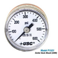 Picture of Ametek/US Gauge 266255A - 1.5" 1521 Series Corrosion Resistant Gauge, 1/8" NPT Lower Mount, 30" Hg to 60 psi