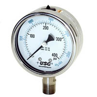 Picture of Ametek/US Gauge 253005A - 2.5" 1550 Series Liquid Fillable Gauge, 1/4" NPT Lower Mount, 30" Hg to 150 psi