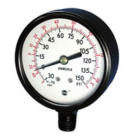 Picture of Ametek/US Gauge 034273A - 2.5" 1706 Series Ammonia Gauge, 1/4" NPT Lower Mount, 30" Hg to 300 psi