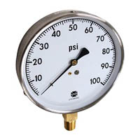 Picture of Ametek/US Gauge 160810ANL - 4.5" 5105 Series Mechanical Contractor Gauge, 1/4" NPT Lower Mount, 60 psi