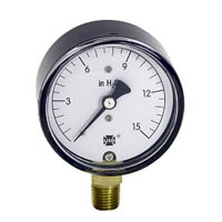 Picture of Ametek/US Gauge 161966A - 2.5" 734 Series Low Pressure Gauge, 1/4" NPT Lower Mount, 200" H2O