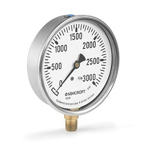 Picture of Ashcroft 100MM-1008A-02L-400 - 100 mm 1008 Series Utility Gauge, 1/4" NPT Lower Mount, 400 psi
