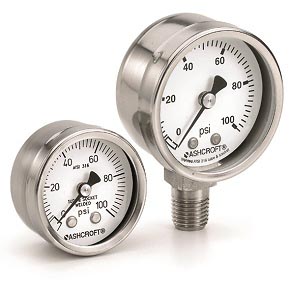 Picture of Ashcroft 100MM-1008S-02L-VACX100 - 100 mm 1008 Series Utility Gauge, 1/4" NPT Lower Mount, 30" Hg to 100 psi