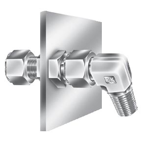 Picture of DK-Lok DAB4-4-S Tube Stub Connector, Bulkhead Adapter Tube Fitting - 1/4" x 1/4" Port, Double Ferrule, 316 Stainless Steel