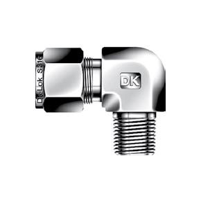 Picture of DK-Lok DLM10-12N-B Tube to Male Pipe, Male Elbow Tube Fitting - 5/8" x 3/4" Port, Double Ferrule, Brass