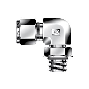 Picture of DK-Lok DLS8-8UP-B Tube to Positionable Straight Thread, Positionable SAE Male Elbow Tube Fitting - 1/2" x 1/2" Port, Double Ferrule, Brass