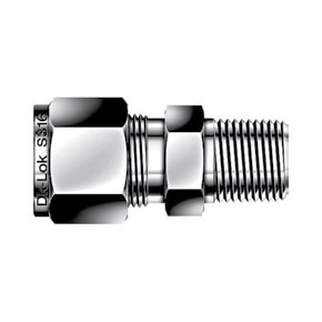 Picture of DK-Lok DMC10-12N-B Tube to Male Pipe, Male Connector Tube Fitting - 5/8" x 3/4" Port, Double Ferrule, Brass