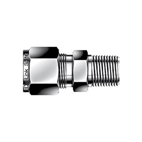 Picture of DK-Lok DMC8-6R-B Tube to Male Pipe, Male Connector Tube Fitting - 1/2" x 3/8" Port, Double Ferrule, Brass