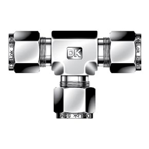 Picture of DK-Lok DT-10-B Tube to Tube Union, Union Tee Tube Fitting - 5/8" x 5/8" Port, Double Ferrule, Brass