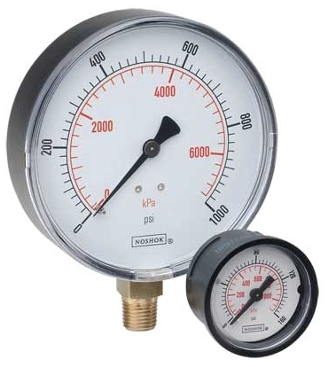 Picture of NOSHOK 20-100-100-psi/bar 1/4" NPT, 0 to 100 PSI/Bar, Bottom Connection, 2" White Dial, ABS Case, Dual Scale, Differential, Pressure Gauge