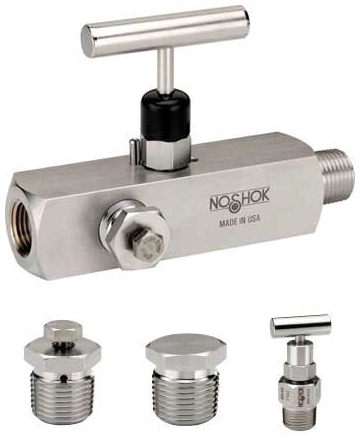 Picture of NOSHOK 204-MFC 1/2", MPT x FPT, 0.187" Orifice, 10000 PSI at 200 Deg F, Zinc Nickel Plated, Steel, Threaded Bonnet, Multi Port, Hard Seat, Needle Valve