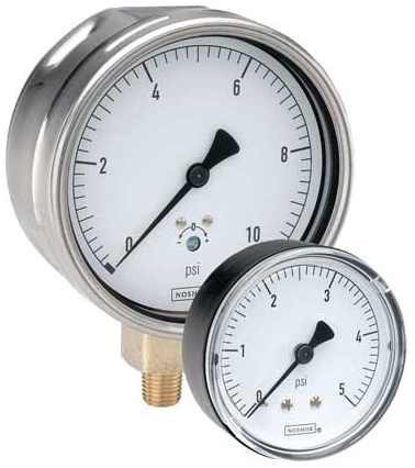 Picture of NOSHOK 25-210-100-inH2O 1/4" NPT, 0 to 100 Inch WC, Brass Back Connection, 2-1/2" White Aluminum Dial, Black Painted Steel Case, Differential, Pressure Gauge