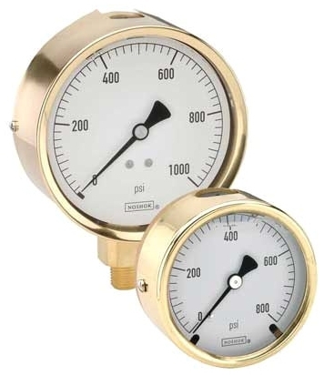 Picture of NOSHOK 25-310-10000-psi 1/4" NPT, 0 to 10000 PSI, Die-Cast Brass Back Connection, 2-1/2" White Aluminum Dial, Glycerin Filler, Die-Cast Brass Case, Single Scale, Differential, Pressure Gauge