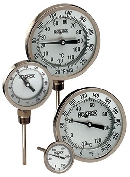Picture of Noshok 30-310-025-0/250-F/C 1/2" NPT, 3" Dial, 2-1/2" L Stem, 0 to 250 Deg F/C, 304 Stainless Steel, Back Connection, Thermometer