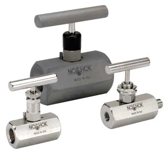 Picture of NOSHOK 402-FFAC 1/4", FPT x FPT, 0.187" Orifice, 10000 PSI at 200 Deg F, Zinc Nickel Plated, Steel, Threaded Bonnet, Standard, Hard Seat, Angle, Needle Valve