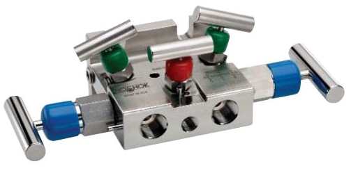 Picture of NOSHOK 5030-FFS-FP 1/2", FPT x FPT, 0.187" Orifice, 10000 PSI, Electropolished, 316 Stainless Steel, 5-Valve, Natural Gas Flow, Hard Seat, Flare Pattern, Gas Manifold Valve