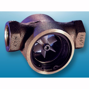 Picture of OPW 1631-1250 1-1/4" x 1-1/4", FPT x FPT, 125 PSIG, Bronze Body, Delrin Indicator, Buna-N Seal, Double Window, Propeller, Sight Flow Indicator