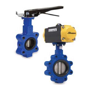 Picture of Sharpe SV17W26421080 Ductile Iron Wafer Butterfly Valve - Buna-N Seat, 10-Position Lever Handle, 8.0" NPT