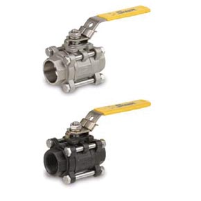 Picture of Sharpe SV53036TE010 Stainless Steel, 3-Piece Ball Valve - 1.0" NPT Threaded, RTFE Seat
