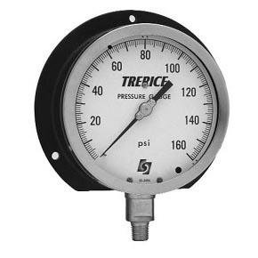 Picture of Trerice 500XB4502LA30/100 - 4.5" 500X Series Industrial Gauge, 1/4" NPT Lower Mount, 30" Hg to 100 psi