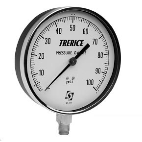 Picture of Trerice 600CB4502LA30/30 - 4.5" 600CB Series Utility Gauge, 1/4" NPT Lower Mount, 30" Hg to 30 psi