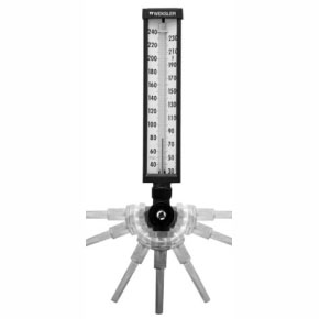 Picture of Ashcroft - WEKSLER A935AF8 3-1/2" Stem, 5D Graduation, 30 to 550 Deg F, Aluminum, Blue Liquid, Adjustable Angle, Mercury-Free, Thermometer