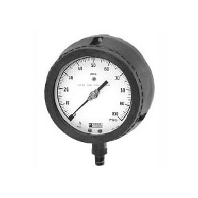 Picture of Ashcroft - WEKSLER AA13UPF4RWXX 1/4" MPT, Back, 0/100 PSI, 3-1/2" Black Graduation and Numeral on White Background Aluminum Dial, Aluminum Case, Forged Brass Socket, Differential, Pressure Gauge