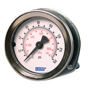 Picture of WIKA 4231490 - 2.0" 111.16PM Gauge Panel Mount Gauge, 1/4" NPT Center Back Mount/U Clamp, 300 psi/kPa