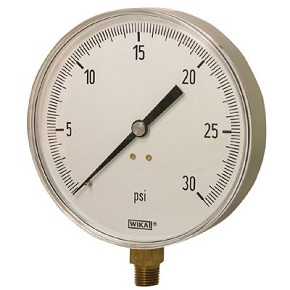 Picture of WIKA 4277717 - 4.5" 111.25 Series Mechanical Contractor Gauge, 1/4" NPT Lower Mount, 30" Hg to 100 psi