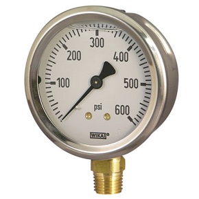 Picture of WIKA 4270631 - 2.5" 111.10 Series Utility Gauge, 1/4" NPT Lower Mount, 400 psi/KGCM2