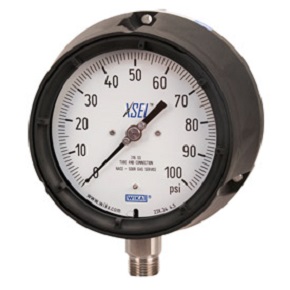 Picture of WIKA 9834788 - 4.5" 232.34 Series XSEL Process Gauge, 1/2" NPT Lower Mount, 30" Hg to 200 psi