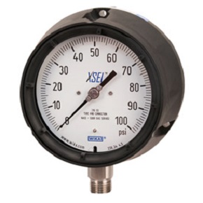 Picture of WIKA 9696428 - 4.5" 232.34 Series XSEL Process Gauge, 1/2" NPT Lower Mount, 30" Hg to 15 psi/KGCM2