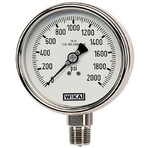 Picture of WIKA 9831830 - 2.5" 233.54 Series Industrial Gauge, 1/4" NPT Lower Mount, 30" Hg to 160 psi