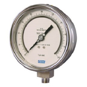Picture of WIKA 4362336 - 4.0" 332.54 Series Utility Gauge, 1/4" NPT Lower Mount, 30" Hg to 15 psi