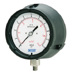 Picture of WIKA 4217195 - 4.5" 632.34 Series Low Pressure Gauge, 1/4" NPT Lower Mount, 15 inH2O/9